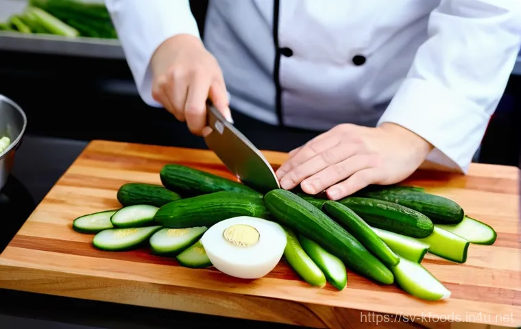 한식조리기능사 실기 시험 조리 과정 팁 - **Prompt 1: Precision in Hansik Preparation**
    "A close-up, high-angle shot focusing on the hands...