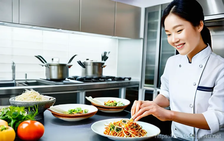 한식조리기능사 실기 시험 조리 과정 팁 - **Prompt 2: The Art of Bibimbap Presentation**
    "A vibrant and perfectly composed top-down shot o...