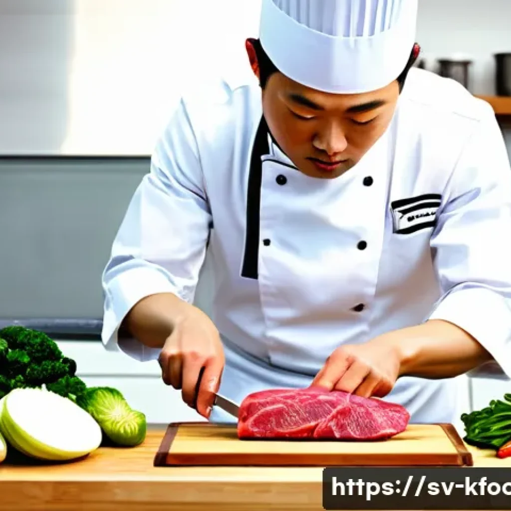 한식조리기능사 시험 난이도 - A professional kitchen scene showing a skilled chef preparing traditional Korean dishes with precisi...